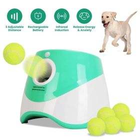Automatic Dog Ball Launcher Included 6 Tennis Balls Dog With 3 Adjustable Launch Distance Interactive Ball Thrower Fetch Machine For Small Medium (Option: Green) Automatic Dog Ball Launcher Included 6 Tennis Balls Dog With 3 Adjustable Launch Distance Interactive Ball Thrower Fetch Machine For Small Medium (Option: Green)