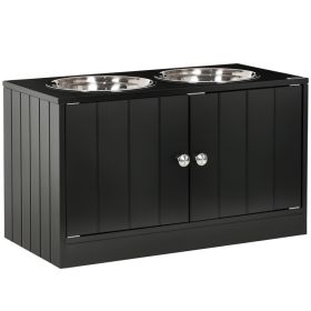 Large Elevated Dog Bowls with Storage Cabinet Containing Large 44L Capacity, Raised Dog Bowl Stand Pet Food Bowl Pet Feeding Station, Black (Option: Black-705x380x155 mm) Large Elevated Dog Bowls with Storage Cabinet Containing Large 44L Capacity, Raised Dog Bowl Stand Pet Food Bowl Pet Feeding Station, Black (Option: Black-705x380x155 mm)